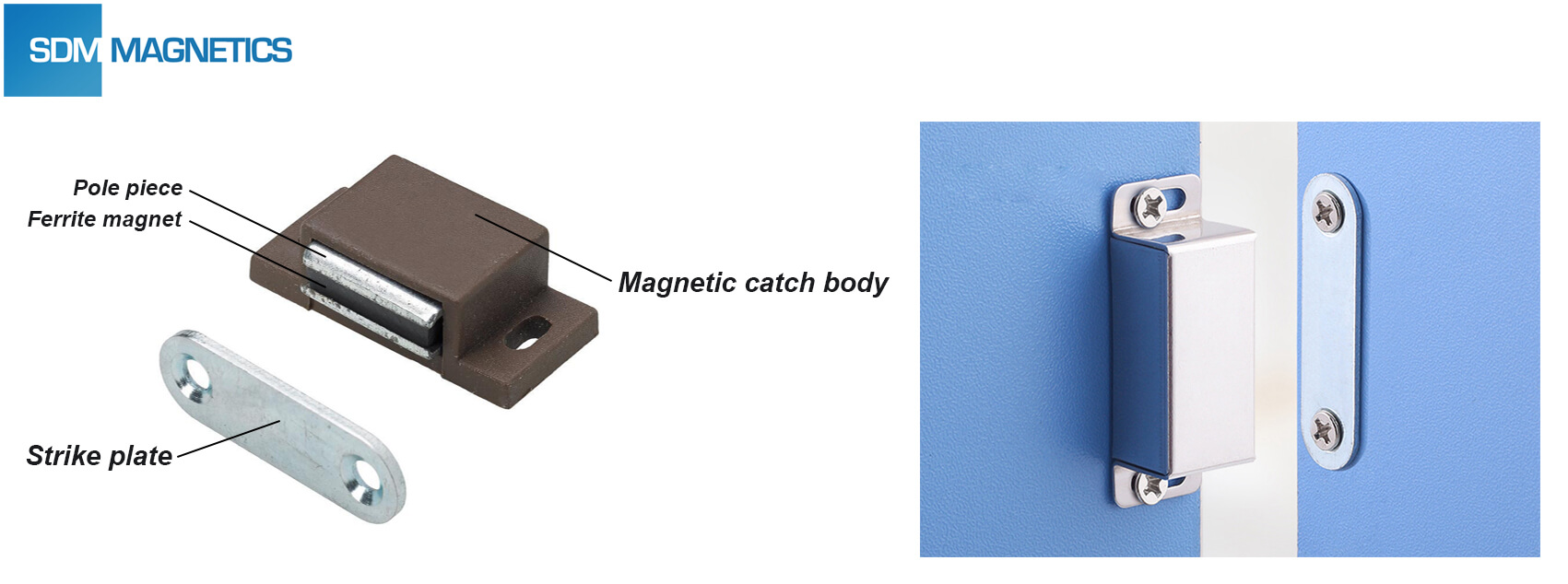 sourcing map 2Pcs Door Cabinet Magnetic Catch Magnet Latch Closure Stainless Steel 40mm Length 